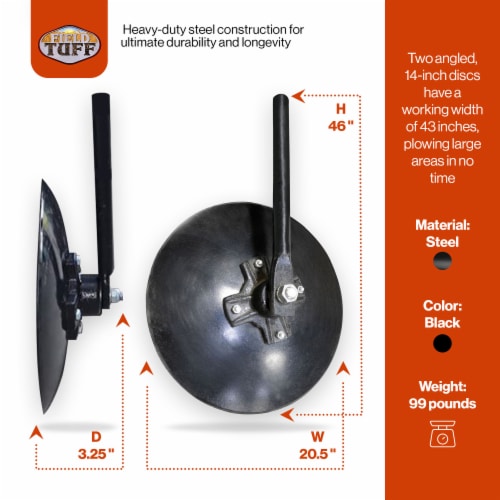 Field Tuff 43 Inch Disc Cultivator Garden Bedder and Hiller For 3 Point