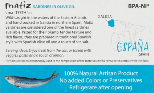 Matiz Wild Sardines in Spanish Olive Oil Perspective: back