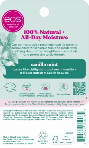 EOS Visibly Soft Vanilla Mint Lip Balm Sphere Perspective: back