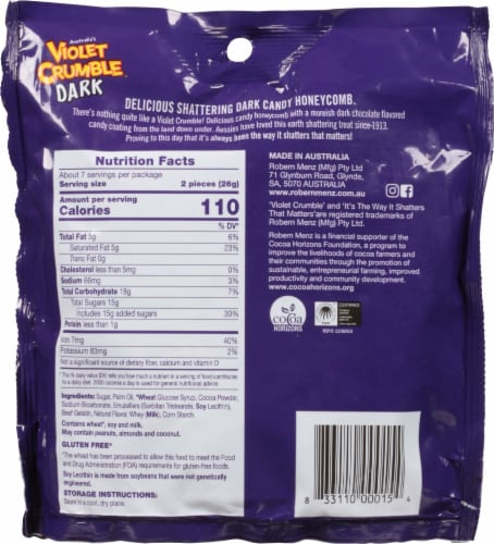Nestle® Violet Crumble® Bite Size Dark Chocolate Cubes Perspective: back