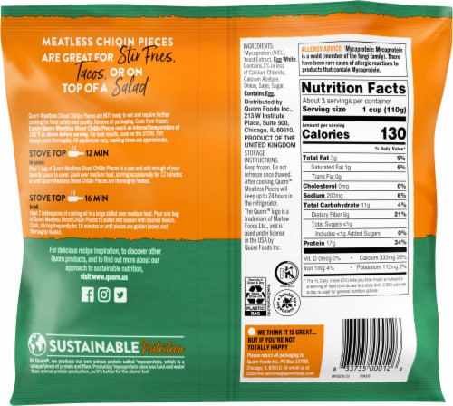 Quorn™ Meatless Diced Chiqin Pieces Perspective: back