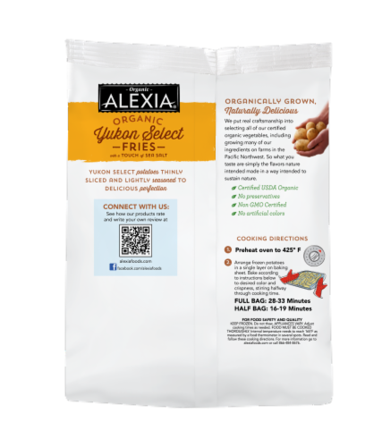 Alexia® Organic Yukon Select Frozen Fries With A Touch of Sea Salt Perspective: back