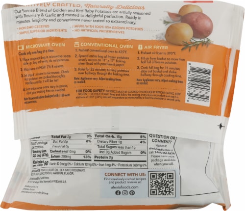Alexia® Roasted & Ready Baby Sunrise Potatoes with Rosemary & Garlic Perspective: back