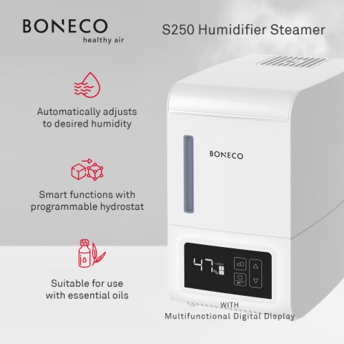 BONECO S250 Large Room Steam Humidifier with Hand Warm Mist and Digital Display Perspective: back