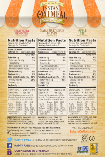 Bakery on Main Gluten Free Instant Oatmeal Variety Pack Perspective: back