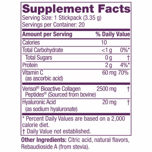 Reserveage Nutrition Sour Apple Collagen Candy Dietary Supplement Sticks Perspective: back