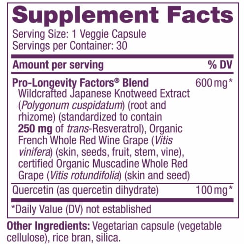 Resveratol 250MG Perspective: back