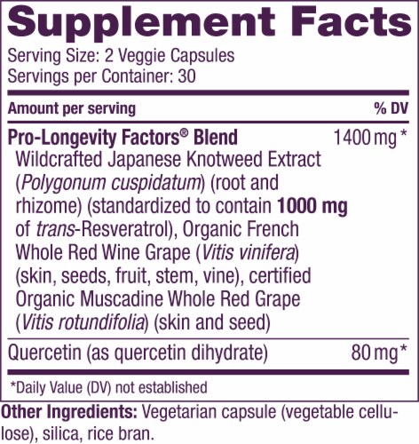 Reserveage™ Nutrition Reservatrol Dietary Supplement 1000mg Perspective: back