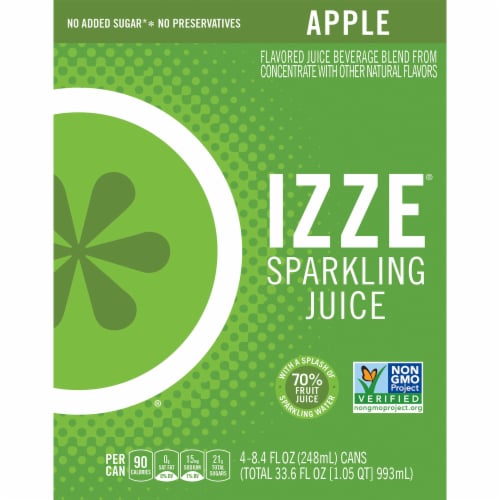 IZZE Sparkling Juice Beverage Apple Flavored Juice Drink Perspective: back