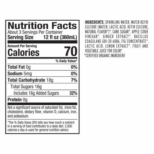 Kevita® Lemon Ginger Flavored Sparkling Probiotic Drink Perspective: back
