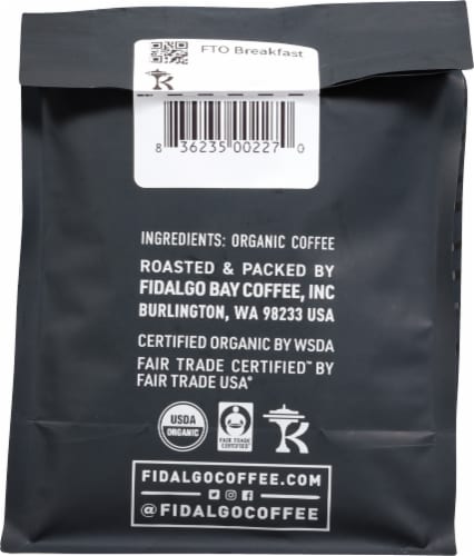 Fidalgo Breakfast Medium-Dark Roast Organic Whole Bean Coffee Perspective: back