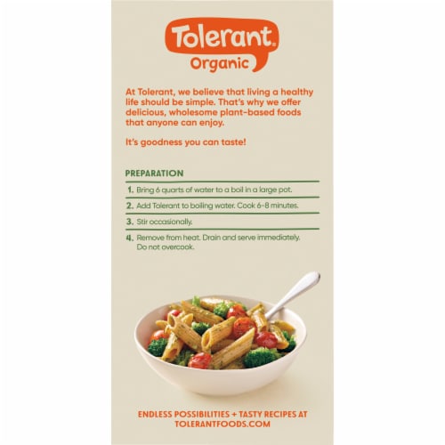 Tolerant® Organic Green Lentil Penne Perspective: back