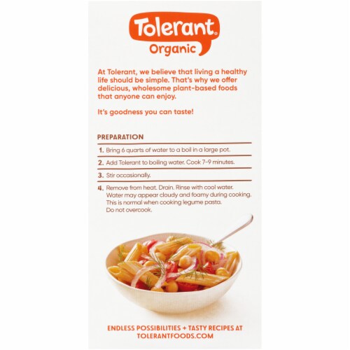 Tolerant® Organic Chickpea Penne Pasta Perspective: back