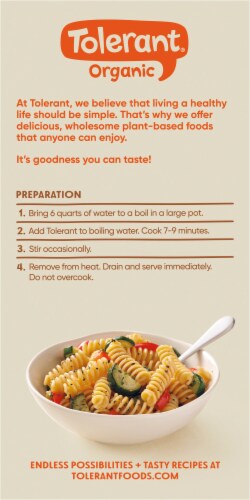 Tolerant Balanced Blend Organic Chickpea Rotini Pasta Perspective: back