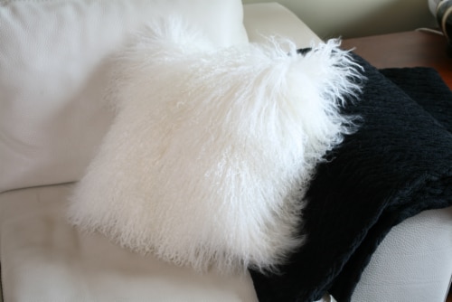 Casa Mia 100% Mongolian Sheep Fur Throw Pillow Perspective: back