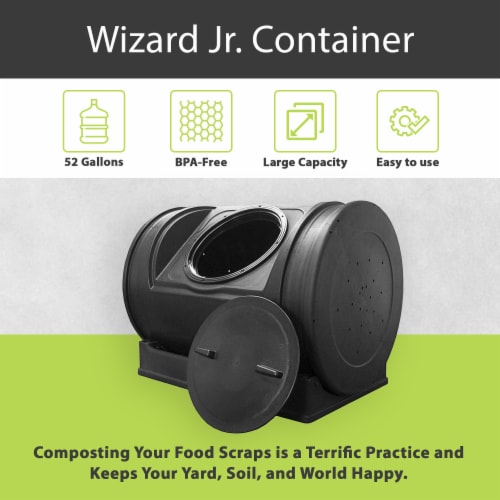 Good Ideas Compost Wizard Jr Outdoor Garden Compost Bin Container, Black Perspective: back