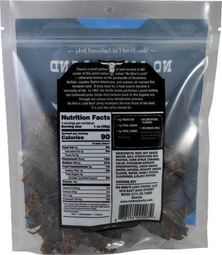 No Man's Land Black Pepper Beef Jerky Perspective: back
