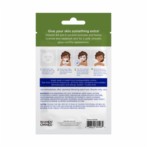 Miss Spa® Avocado Biodegradable Facial Sheet Mask Perspective: back