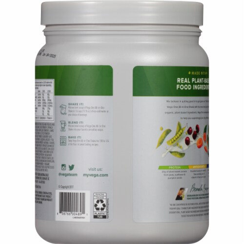 Vega One Plain Unsweetened All-in-One Shake Drink Mix Perspective: back