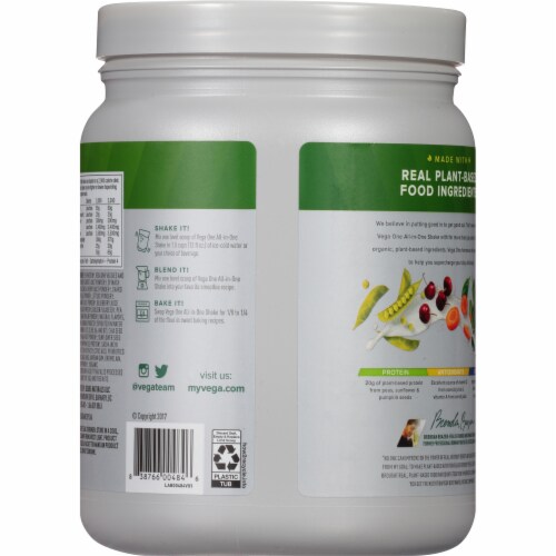 Vega One Organic Coconut Almond All-In-One Shake Drink Mix Perspective: back