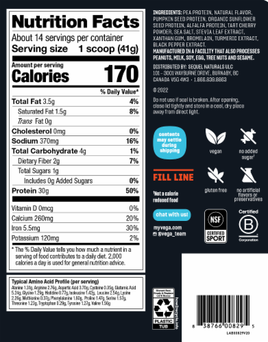 Vega® Sport Vanilla Protein Powder Perspective: back