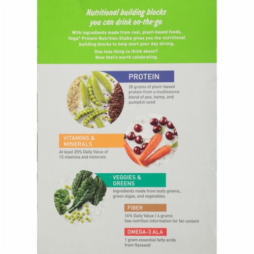 Vega Chocolate Protein Nutrition Shakes Perspective: back