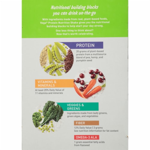Vega Vanilla Protein Nutrition Shakes Perspective: back