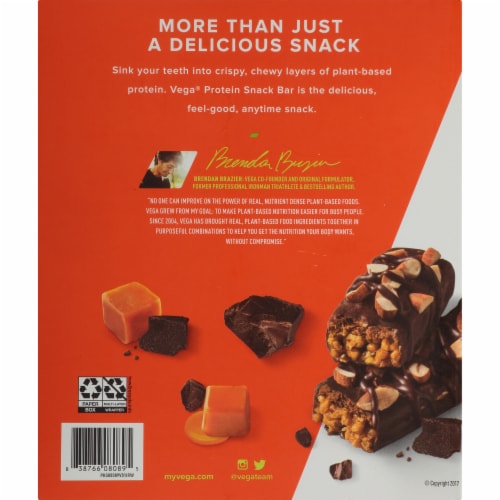 Vega Chocolate Caramel Protein Snack Bars 12 Count Perspective: back