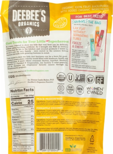 DeeBee's Organic Super Fruit Tropical Freezies Perspective: back