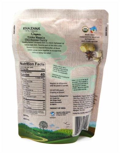 Khazana Organic Tikka Masala Chickpeas Curry Perspective: back