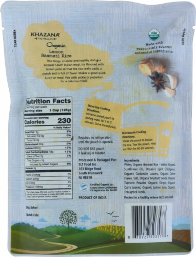 Khazana® Organic Lemon Basmati Rice Perspective: back