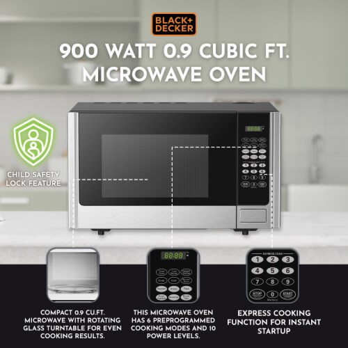 Black + Decker 900W Stainless Steel Microwave Oven