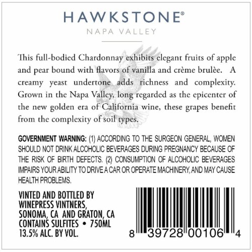 Hawkstone Chardonnay Perspective: back
