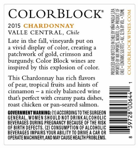 Color Block Chardonnay Perspective: back