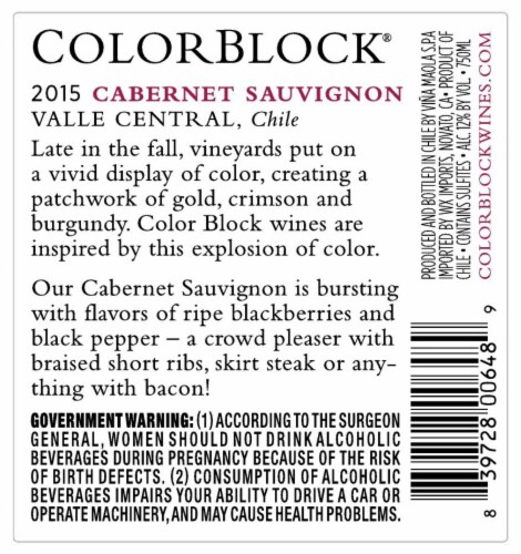 Color Block Cabernet Sauvignon Perspective: back
