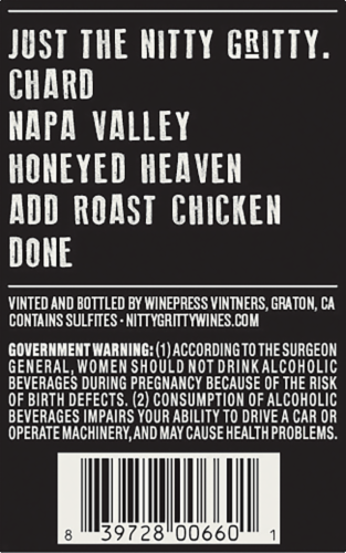 Nitty Gritty Chardonnay Perspective: back