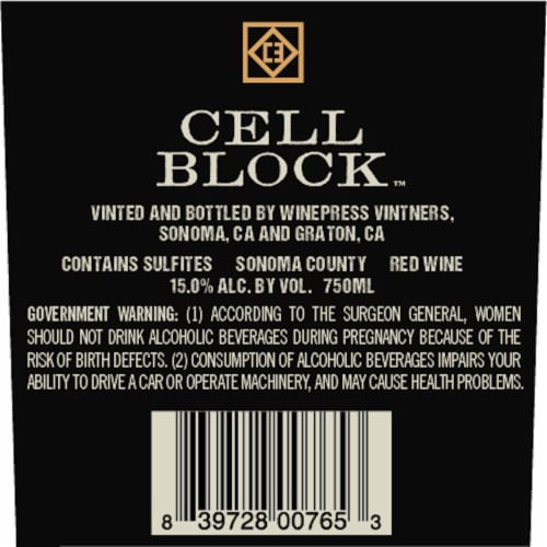 Cell Block Shackled Red Blend Perspective: back