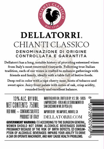 Dellatorri Chianti Classico Italian Red Wine Perspective: back