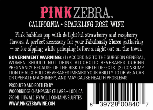 Pink Zebra Pink Sparkling Wine Perspective: back