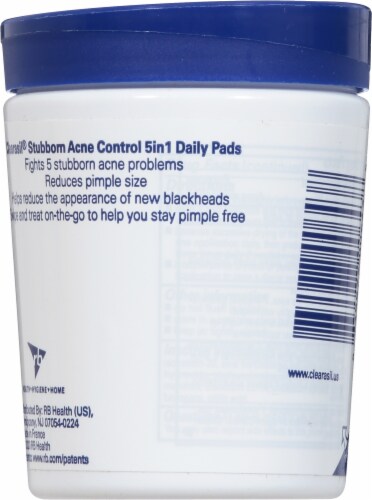Clearasil® Stubborn Acne Control 5-In-1 Daily Facial Pads Perspective: back