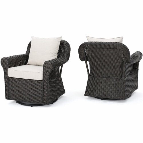 Brown wicker sales swivel rocker