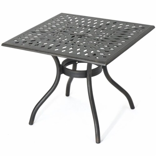 Square cast on sale aluminum patio table