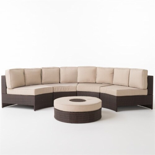Udvalg klarhed Dusør Noble House Madras Saint Luca 5 Piece Outdoor Wicker Sectional Sofa Set in  Beige, 1 - Pick 'n Save
