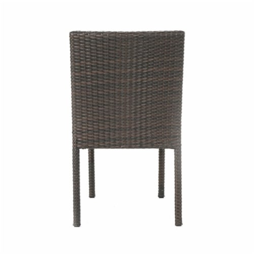 Noble House San Pico 9 Piece Glass Top Wicker Patio Dining Set in Brown Perspective: back