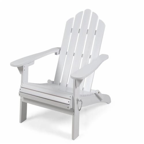 Noble House Hollywood Outdoor Foldable Acacia Wood Adirondack Chair White Perspective: back