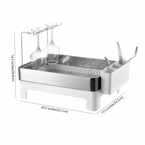 HAPPIMESS Stainless Steel Dish Drying Rack with Tray and Wine Glass Holder 20.5 x 13.5 x 14.5 Harris Teeter
