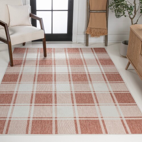 Sabine Traditional Farmhouse Bold Gingham Indoor/Outdoor Area Rug Perspective: back