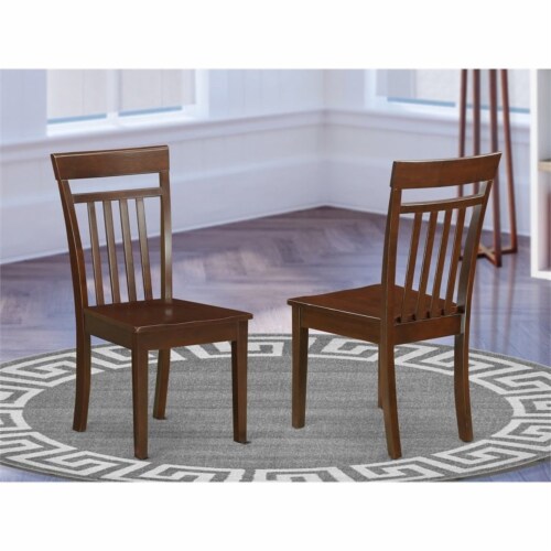 East West Furniture Capri 11  Wood Dining Chairs in Mahogany (Set of 2) Perspective: back