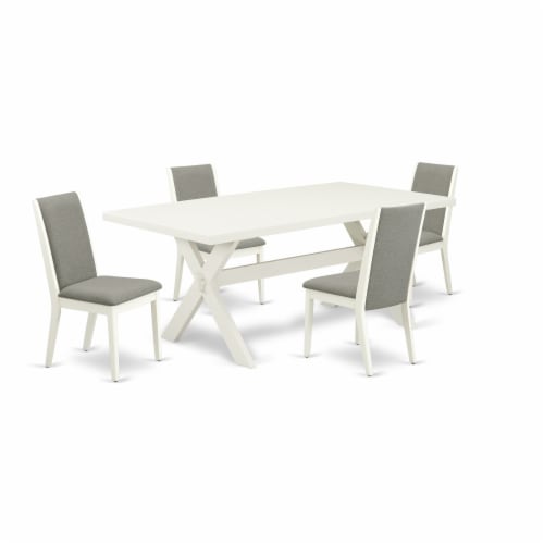 QUPL7-WHI-W 7 PC dinette Table set -Table and 6 Dining Chairs Perspective: back