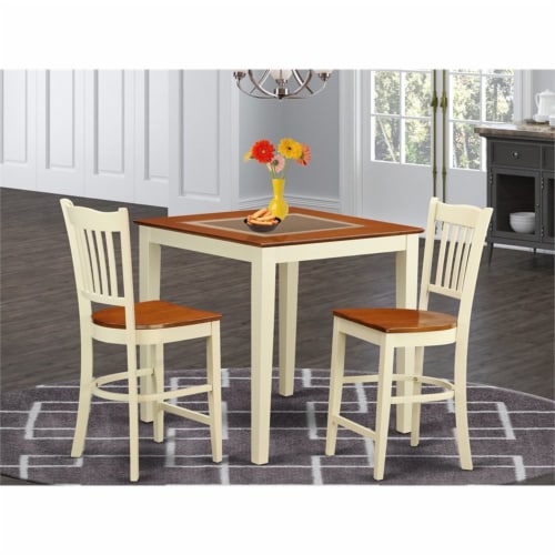 East West Furniture Vernon 3piece Dining Room Set in Buttermilk and